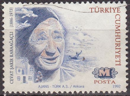 Turquia 1992 Scott 2562 Sello º Personajes Autora Cevat Sakir Kabaagacil (1886-1973) Turquie Turkia
